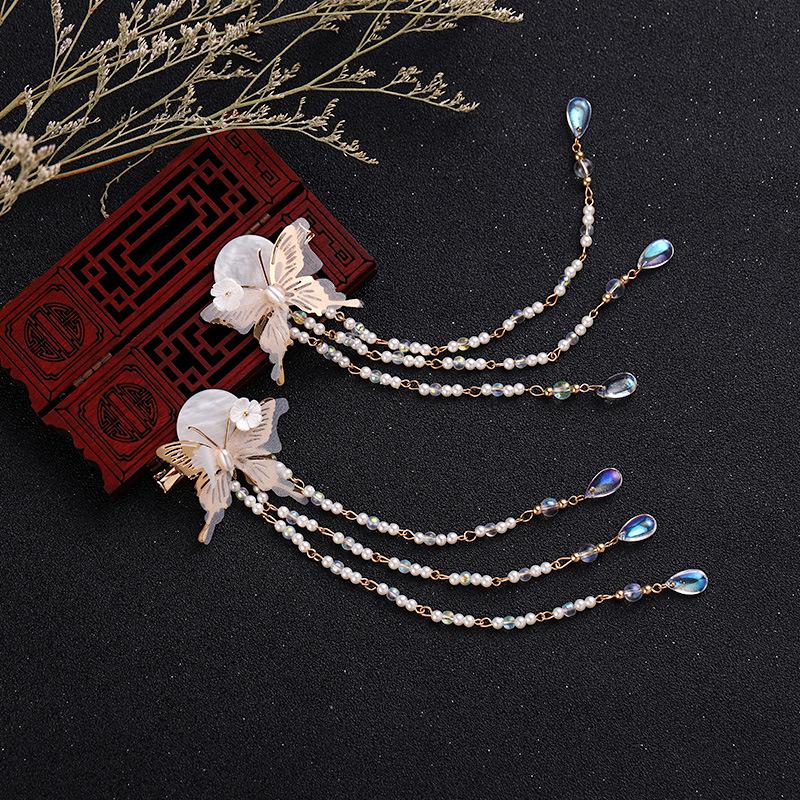 

Hair Clips & Barrettes Ancient Style Headdress Butterfly Tassel Girlish Costume Accessories Performing, Golden;silver