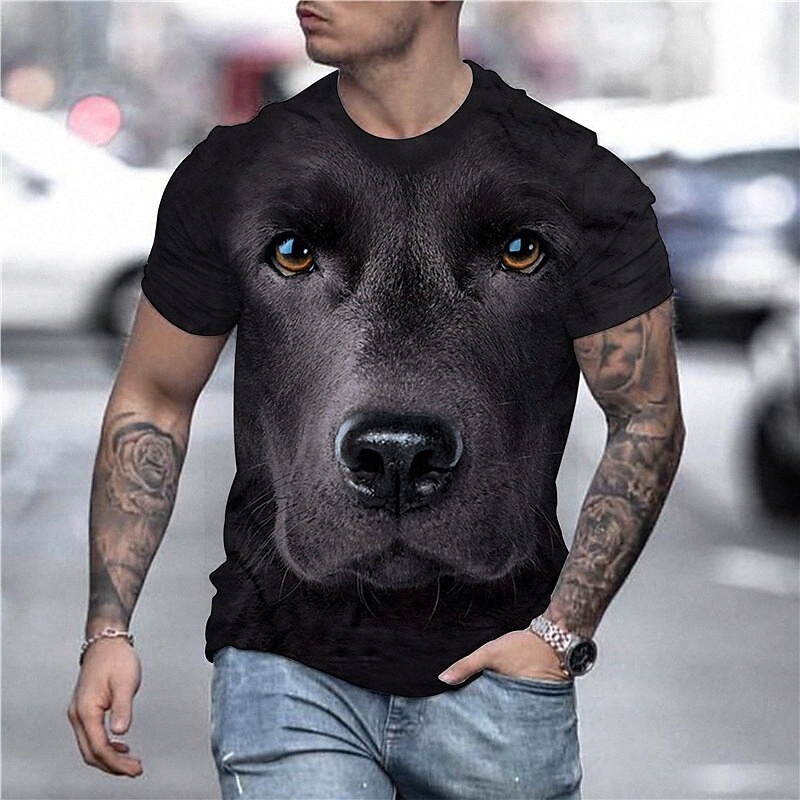 Men's Tee T shirt Shirt 3D Print Dog Animal Plus Size Round Neck Party Daily Print Short Sleeve Tops Chic & Modern Streetwear Comfortable Bi