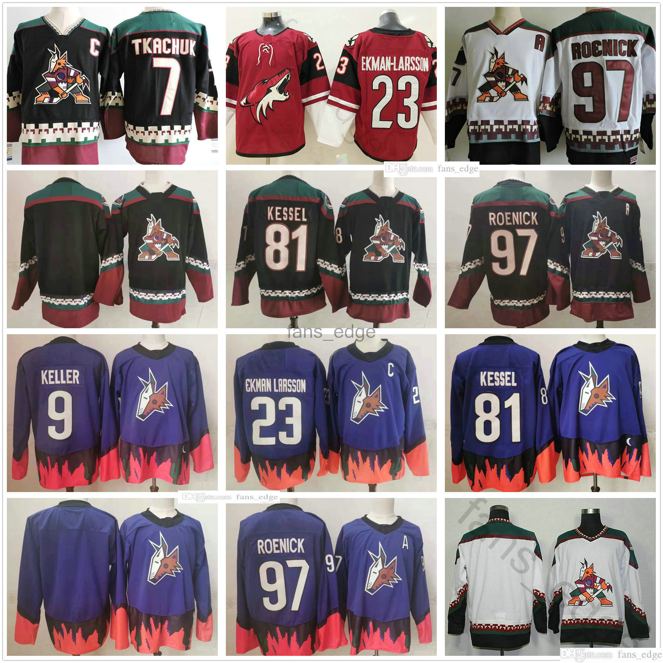 

Reverse Retro Arizona Coyotes''Nhl''Jerseys 9 Clayton Keller 81 Phil Kessel 97 Jeremy Roenick 23 Oliver Ekman-Larsson 7 Keith Tkachuk Vintage, Purple