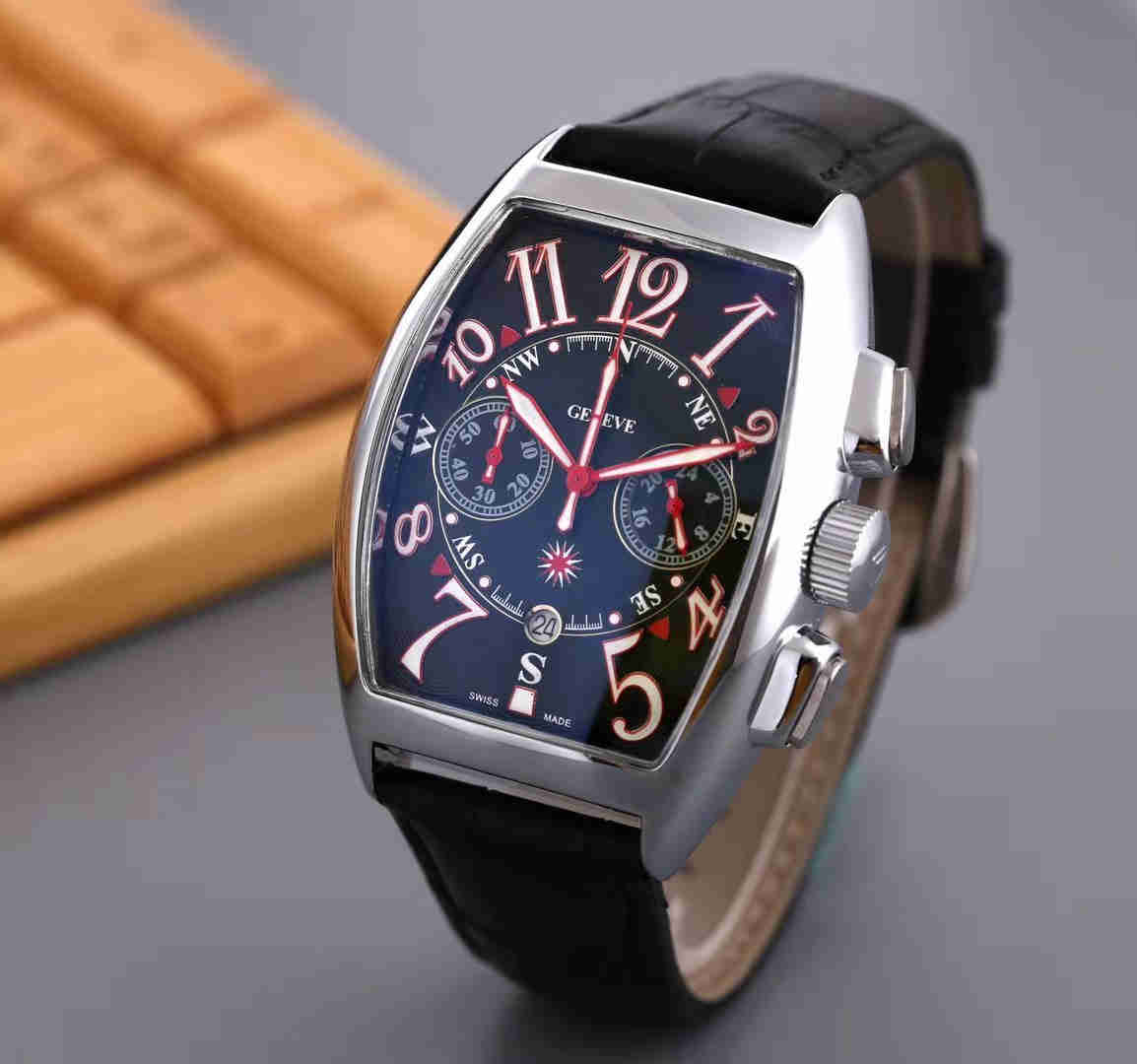 

2021 New watches Wine Barrel Frank brand high quality luxury fashion quartz men's hand cuticle watch band calendar, 10