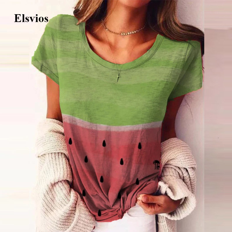 

Women's Blouses & Shirts Spring Cute Fruit Printed Loose Blouse Casual Women O-Neck Harajuku Shirt Tops Summer Short Sleeve Vintag, Gray