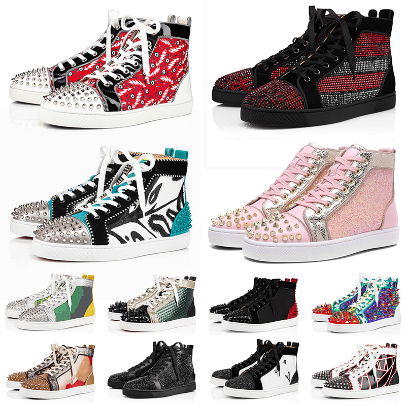 

WITH BOX 2021 Arrival red bottoms womens mens designers casual shoes fashion luxurys platform sneakers loafers junior spikes black men women bottom flats trainers, Item #23