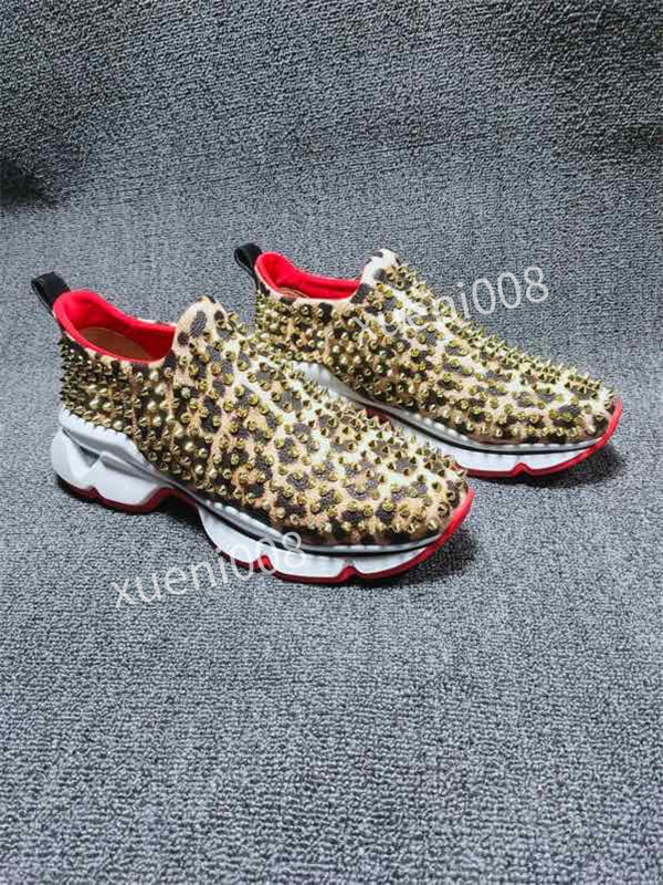 

Luxury Shoes Studded Spikes Fashion 35-40 Red Suede Leather Mens Womens Flat Bottoms Party Lovers bzb200201, Choose the color