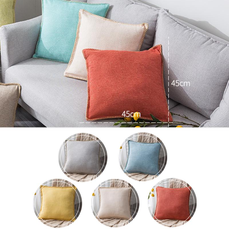 

Cushion/Decorative Pillow 45X45cm Plain Linen Case Cushion Cover Dyeing Bed Home Throw Pillowcase
