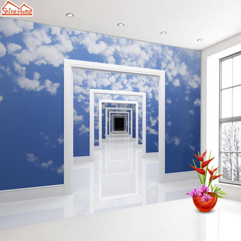 

Wallpapers Fancy Frame Blue Sky 3d For Living Room Wall Paper Papers Home Decor Improvement Wallpaper Contact Mural Roll, Peel stick material