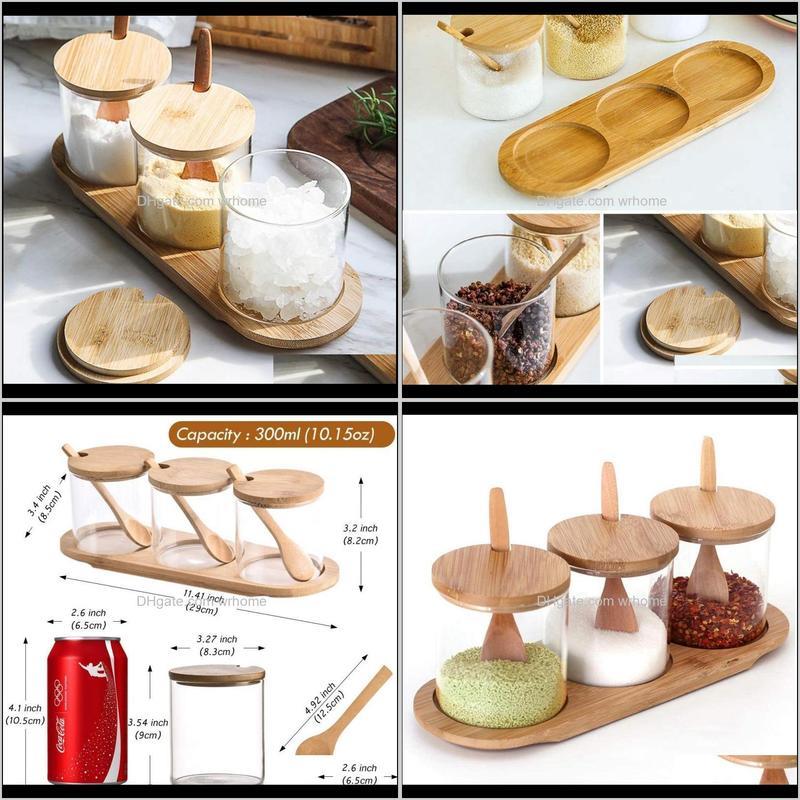 

Housekeeping Organization Home Gardenconnt Container Seasoning Box Set, Spices Salt Jars Glass Storage Containers With Bamboo Lid And Spoon