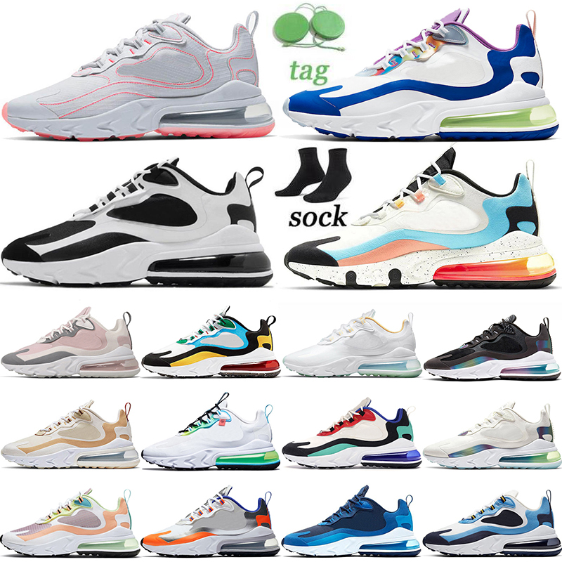 

270s react mens running shoes Bauhaus Blue Volt Optical UNC Pure Platinum Bleached Coral Triple Black Metallic Gold men women trainers sports sneakers, A27 36-45