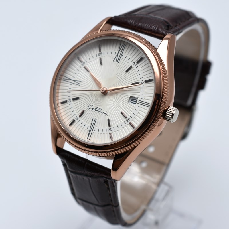 

On sale auto date 40mm luxury quartz leather belt mens watches wholesale round analog men designer watch dropshipping male wristwatch gifts
