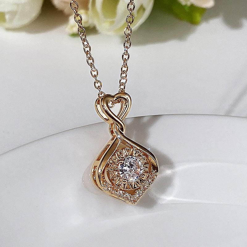 

Pendant Necklaces CAOSHI Aesthetic Silver Color/Gold Color Necklace For Women Girls Dazzling CZ Stone Statement Jewelry Daily Collocation