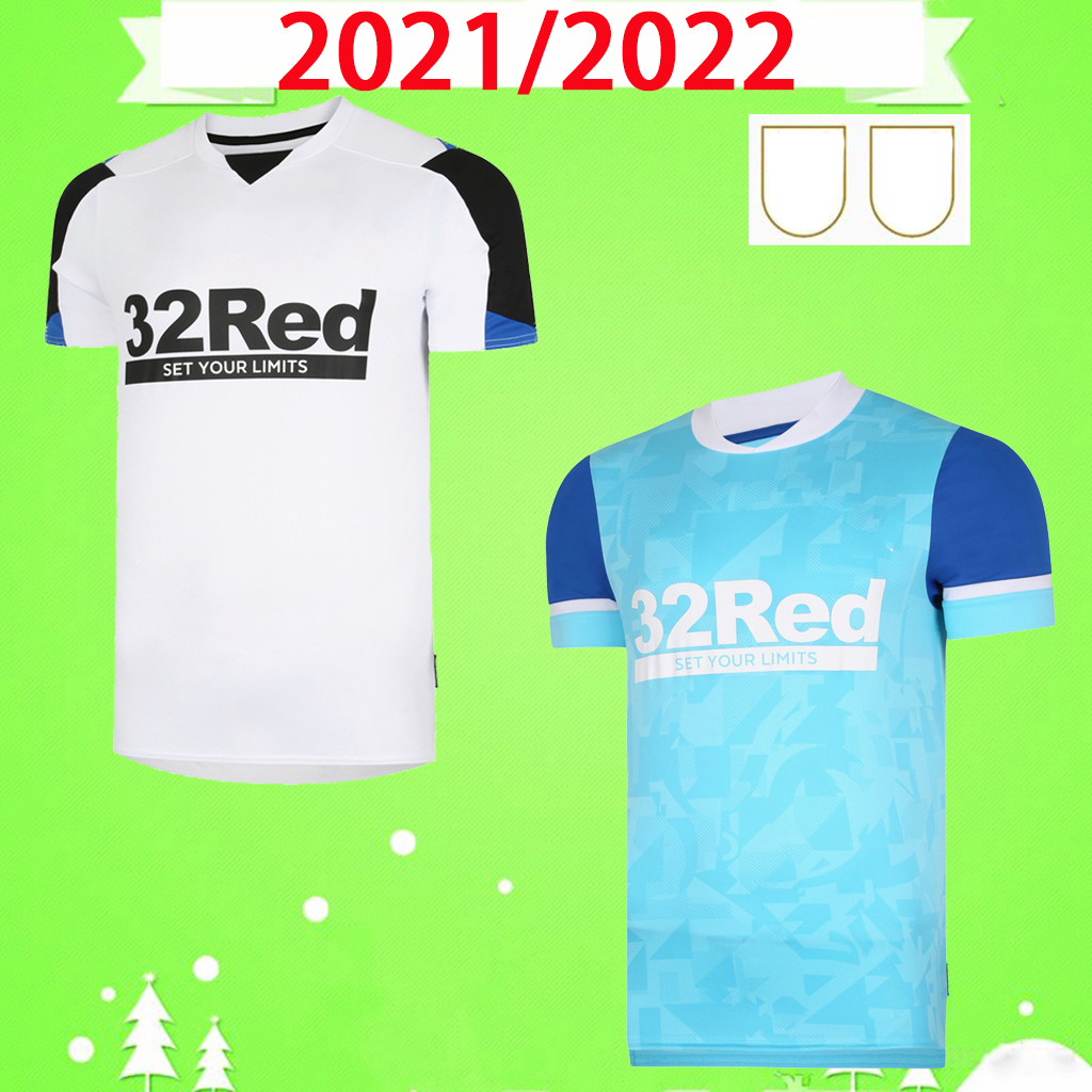 

21 22 Derby County ROONEY Soccer Jerseys home away white blue adult kit MARTIN LAWRENCE football shirts 2021 2022 Derby County WISDOM WAGHORN uniform