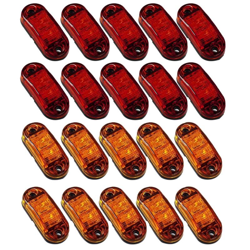

2.5Inch 2 Diode Light Oval Clearance Trailer Truck Side Marker Lamp Emergency Lights LED, As pic