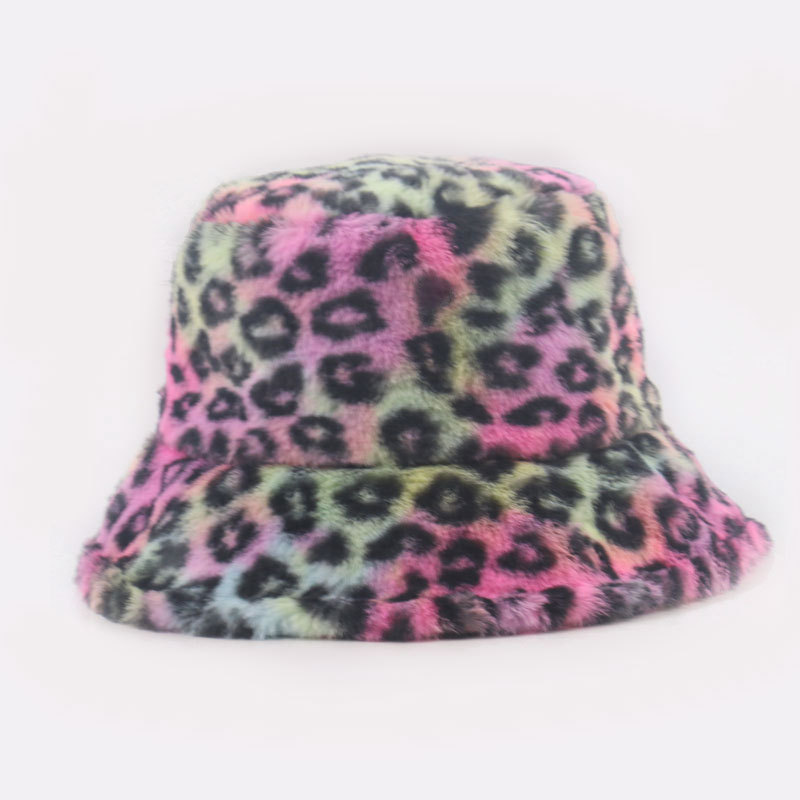 

(Hats & Caps Autumn and Winter Internet Celebrity Colorful Leopard Print Fisherman Fashion All-Match Personalized Travel Bucket Hat Womens Windp
