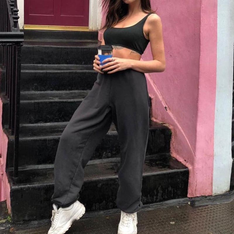 

Women's Pants & Capris Elastic Waist High Women Trousers Female Loose Warm Hip Hop Long, Black;white