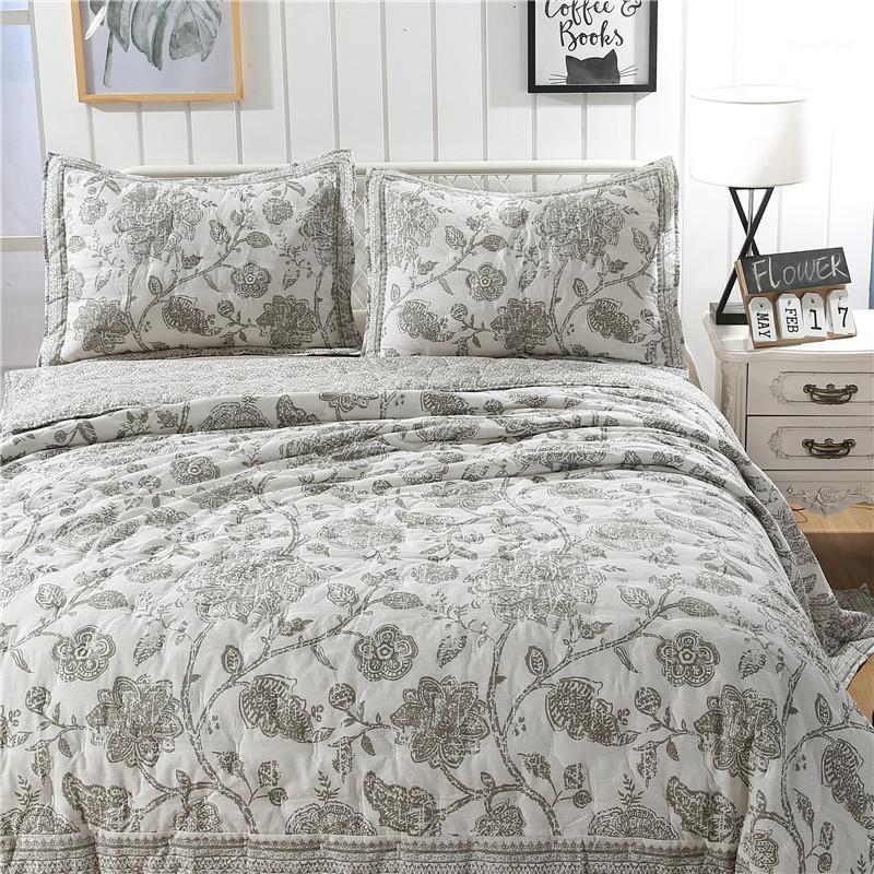 

Bedding Sets Pastoral Style Floral 100%cotton Printing Patchwork Quilt Single Twin Size 3pcs Bed Cover/bedspread H