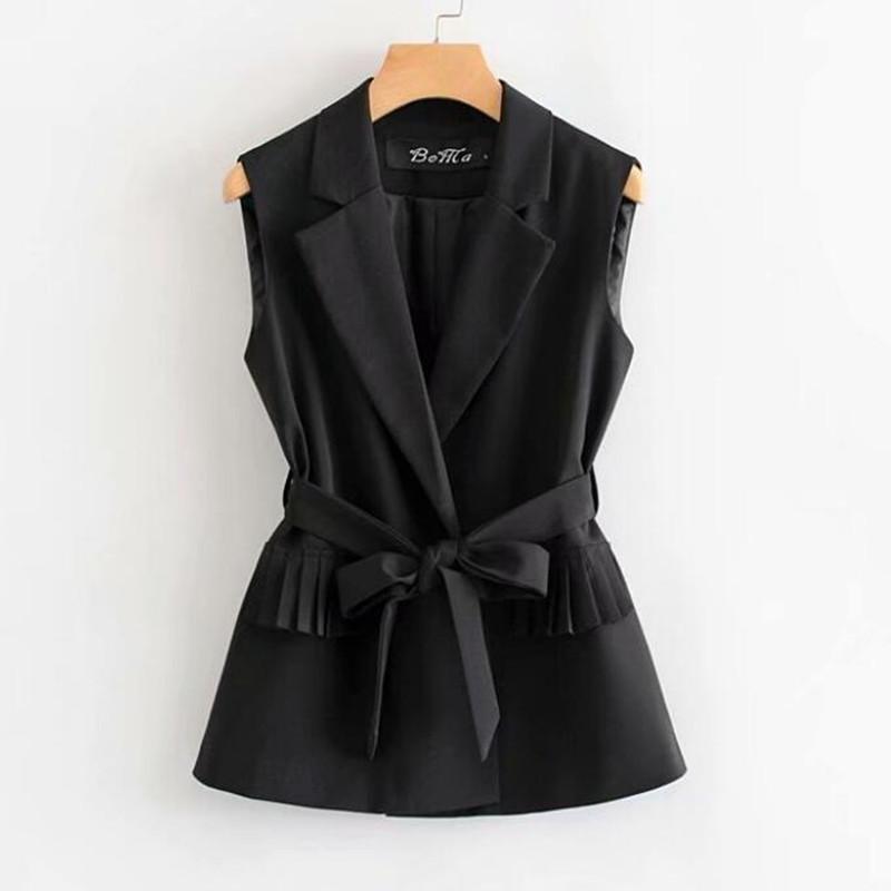 

Women's Vests Spring Autumn Sleeveless Jacket Suit Vest Women Slim Blazer Coat Waistcoat Office Lady Elegant Black OL Fashion Top