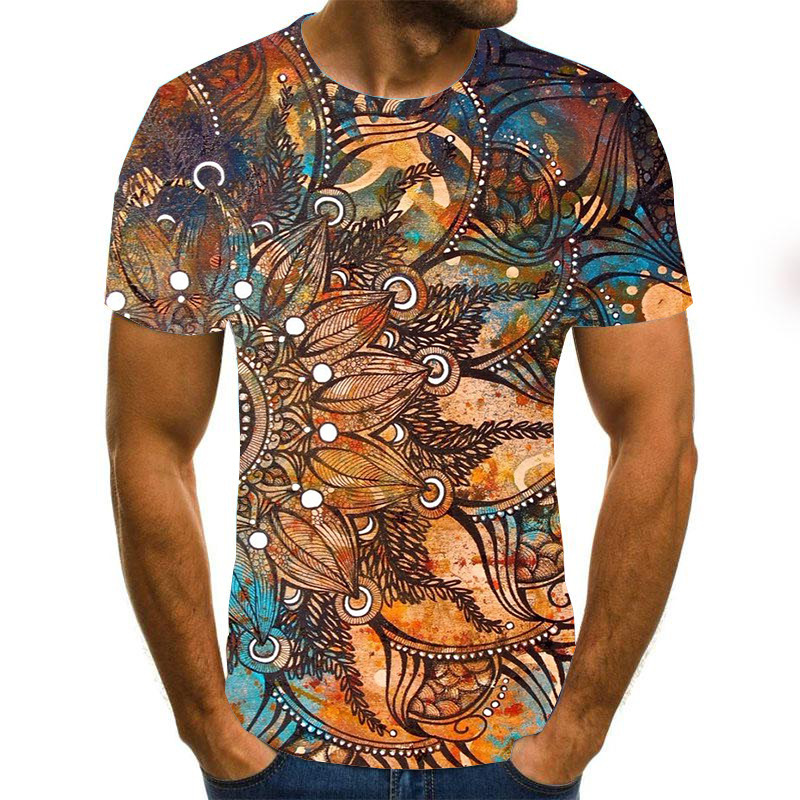 

Primitive tribal pattern Men 3D Print T-shirt Graphic Optical Illusion Short Sleeve Party Tops Streetwear Punk & Gothic Round Neck Summer, Pattern one