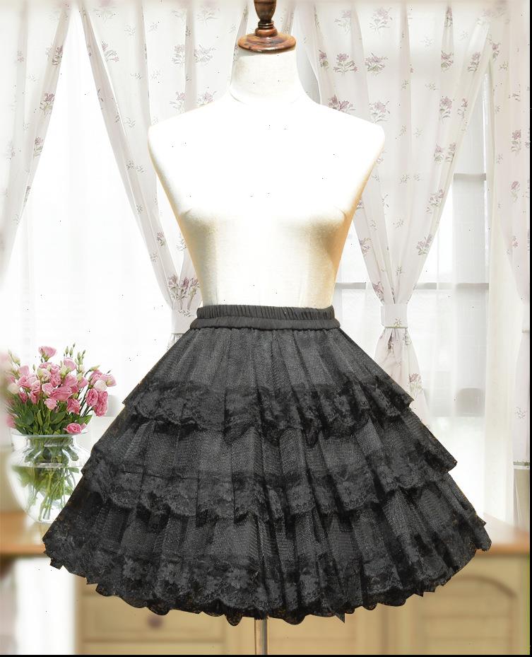 

Lolita Petticoats Hard Yarn Pannier Women Skirts 100% cotton lining Basic Puff COS Violence Half for Coser, Black