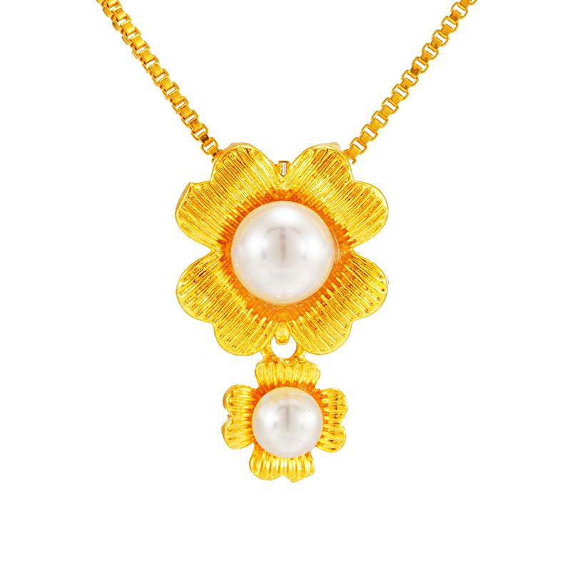 

Pendant Necklaces Pearl Necklace 24K Gold Plated Clover Ethnic Flower Birthday Anniversary Engagement Wedding Jewelry