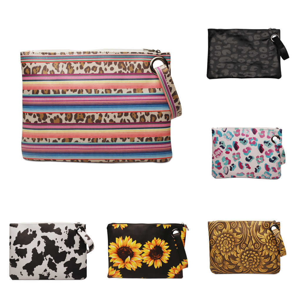 

Pu Cosmetic Bag Wristband Makeup Bags Sunflower Leopard Cow Pattern Printed Fashion Wrist Band Dinner Handbag Purses For Little Girls G60LRIG, Leopard stripe