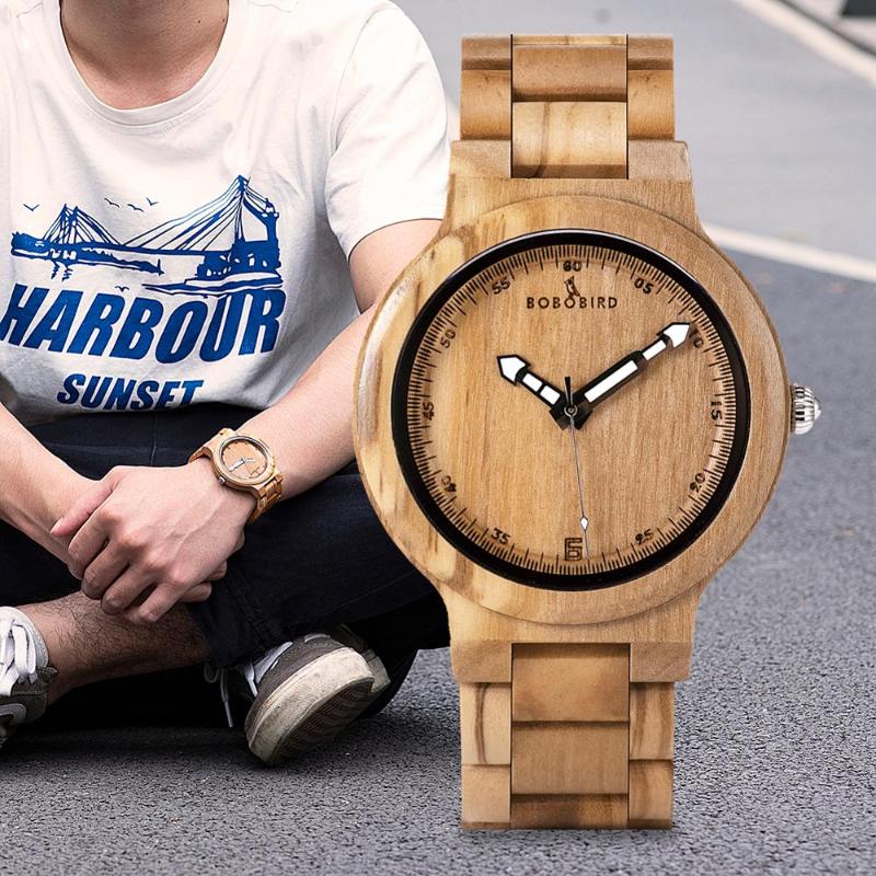 

Wristwatches Montre Homme BOBO BIRD Wooden Handmade Watches For Men Top Quartz Wristwatch Man Clock LOGO Engraving Drop, Olive wood