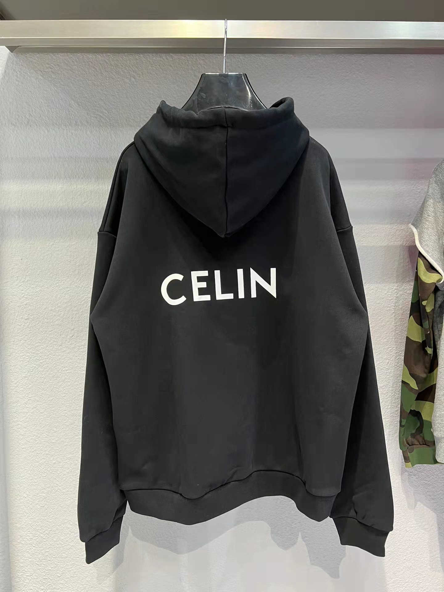 

Men's s High quality 2021 autumn winter new cel home back letter printed Terry men's and women's Hoodie, Black