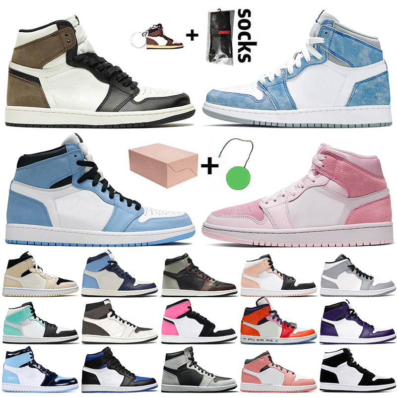

Top Quality 1s JUMPMAN 1 Women Mens Basketball Shoes WITH BOX Dark Mocha High OG Hyper Royal Retro Sneakers University Blue Digital Pink, Item31 court purple toe 36-46