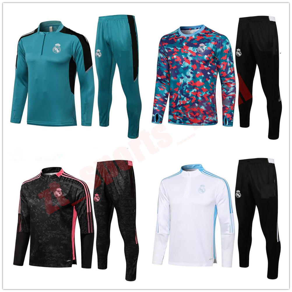 

New 21 22 Real Madrid Long sleeve tracksuit jacket survetement 2021 2022 ALABA HAZARD BENZEMA ASENSIO MODRIC MARCELO VALVERDE football jackets soccer training suit, As shown in illustration