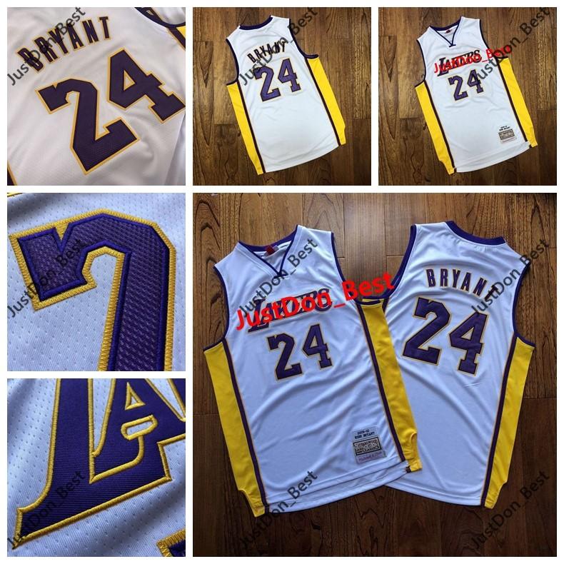 

Vintage Mens Los Angeles Lakers 24 Bryant Jerseys White Mitchell & Ness 2009/10 Stitched Champion Jerseys, Black;red