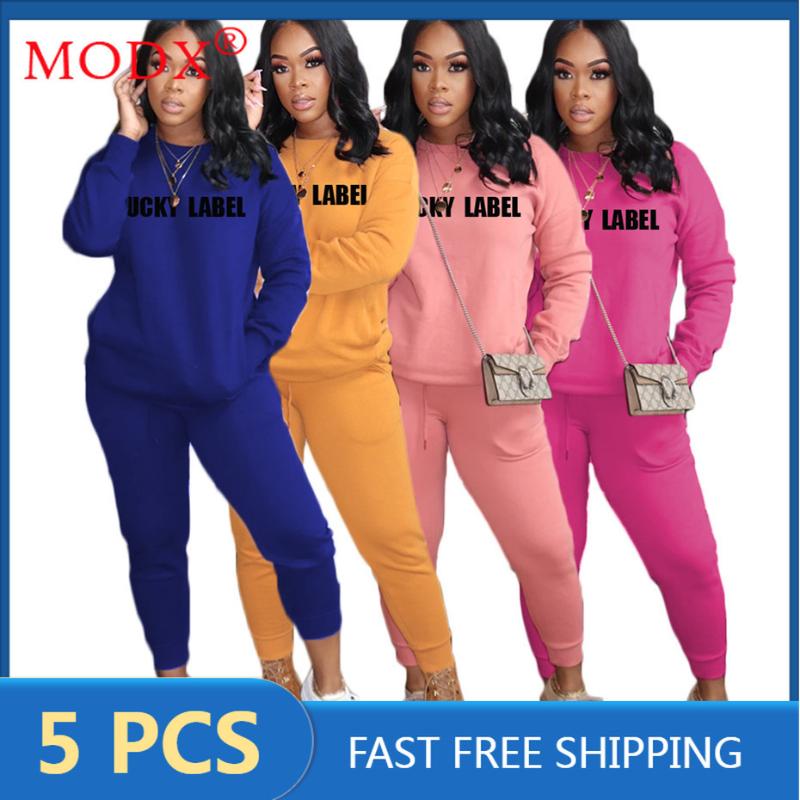 

Women's Two Piece Pants Bulk Items Wholesale Lots Fall Winter Women Sweatsuits Pullover Hoody + Cargo Pant Letter Printing 2 Set Outfits M84