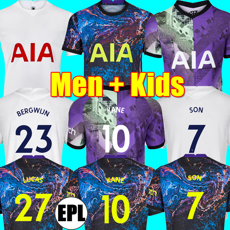 

21 22 DELE SON lBALE KANE soccer jersey BALE SESSEGNON HOJBJERG BERGWIJN LO CELSO SPURS 2021 2022 lLUCAS football shirt uniforms set men kids kit, Away kids