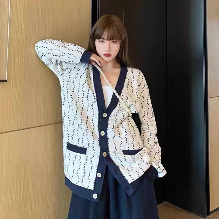 

Designer Knits Sweaters 2021 Women's top Winter Cardigan Cashmere Blended Fashion High Quality Sweater 2 Color Streetwear, Red