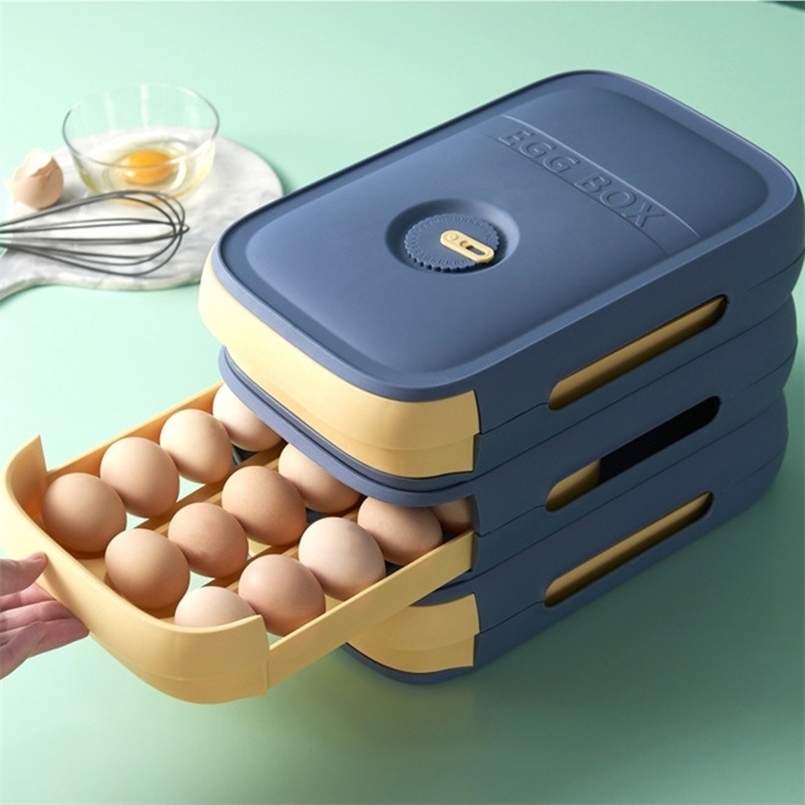 

Egg Storage Box Kitchen Drawer Type Refrigerator Fresh Keeping Dumpling Household s Holde 211110