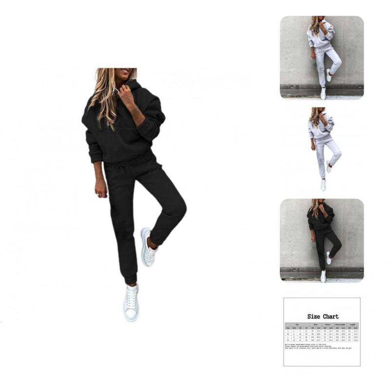 

Gym Clothing 1 Set Trendy Women Jogging Suits Elastic Comfortable To Wear Fine Stitching Drawstring Waistband Outfits Sweatsuits, Black
