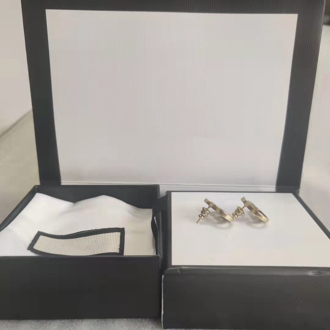 

Top Luxury Design Fashion Earrings New Letters Gold Brass Material 925 Silver Needle Women Clip-on Supply