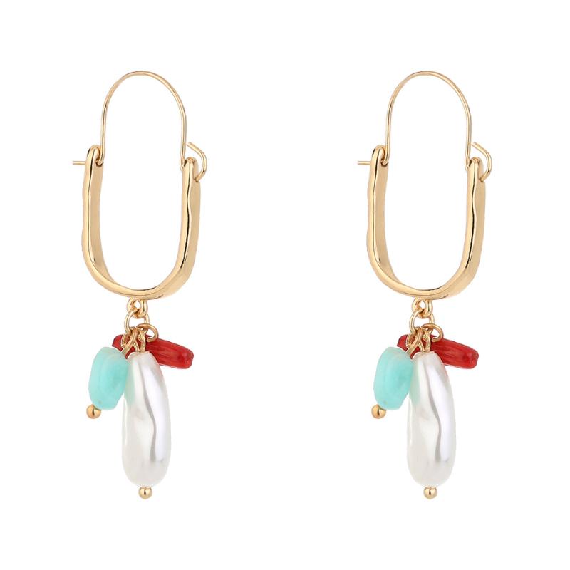 

Dangle & Chandelier 2021 Natural Stone Gravel Imitation Pearl Earrings
