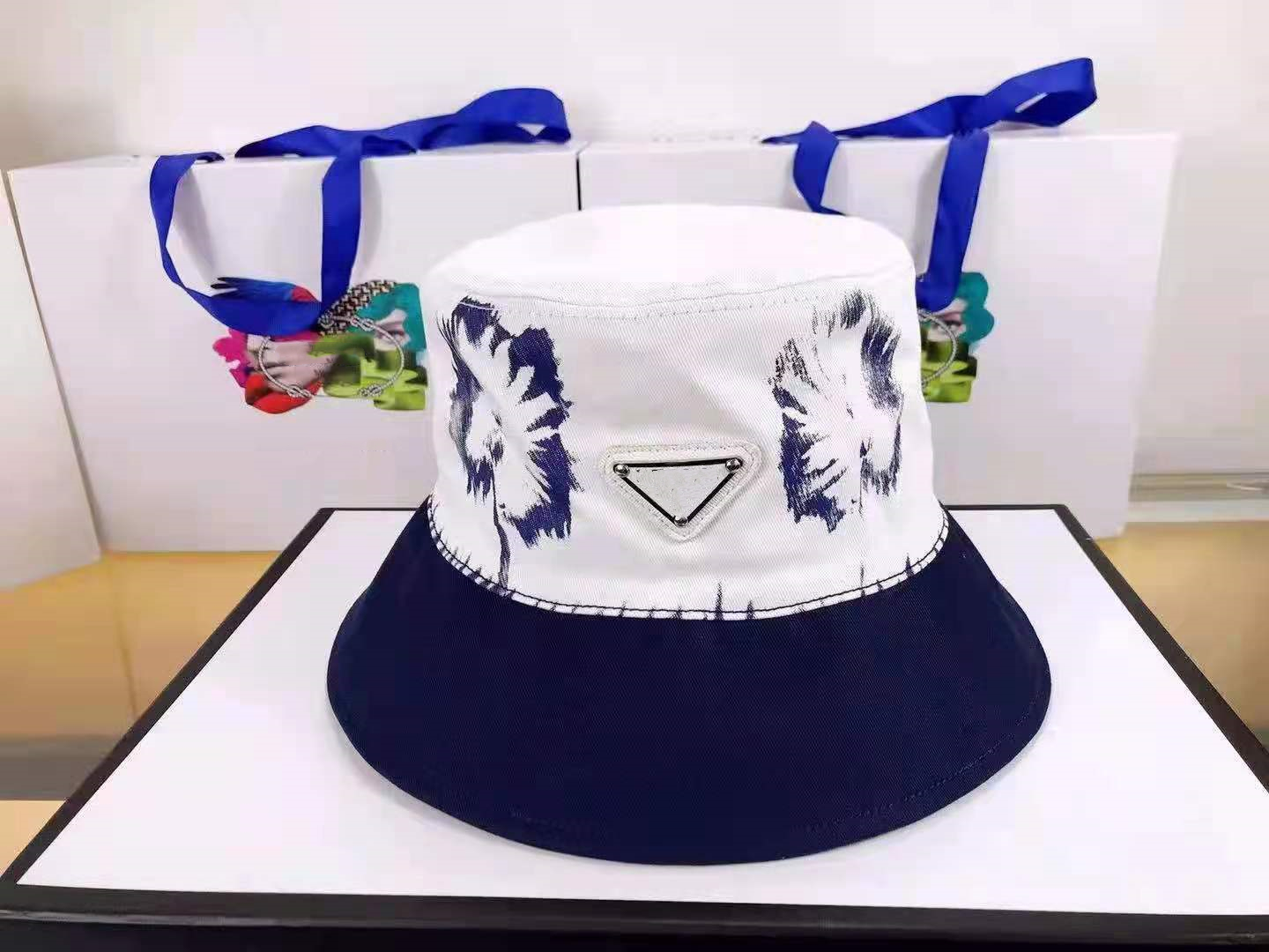 

Designer hats New style printed fisherman cap sunscreen sun hat caps womens, White