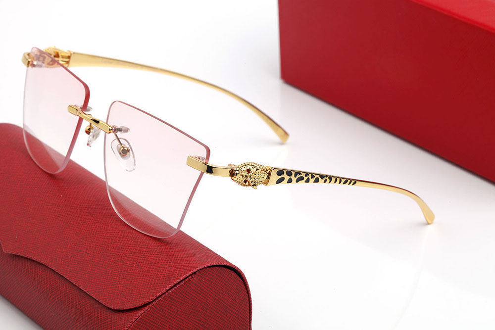 

2021 classic fashion sunglasses cat eye men and women Blue Green Pink exquisite cheetah logo glasses silver gold metal frame modern design change style matching box