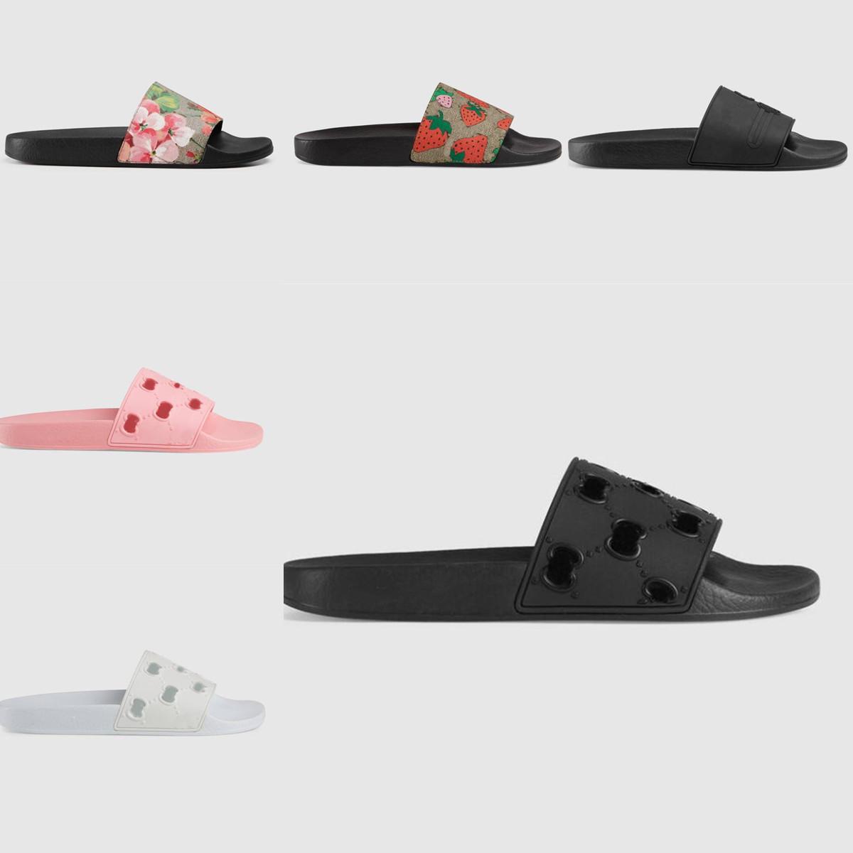 

designer slides Women flip flops Leather Women sandal with Double Metal Black White Brown slippers Summer Beach Sandals with BOX, Red