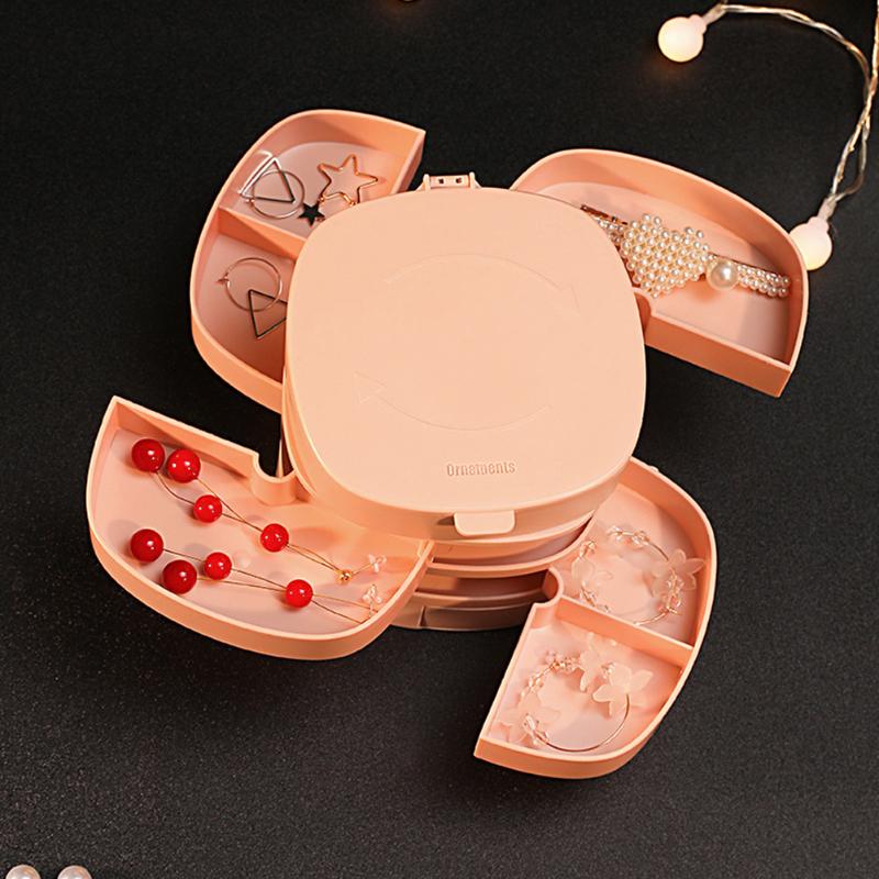 

Jewelry Pouches, Bags Rotatable Storage Box Multi-layer Accessories Organizer Earring Holder Women Necklace Rings Display Case Container#38