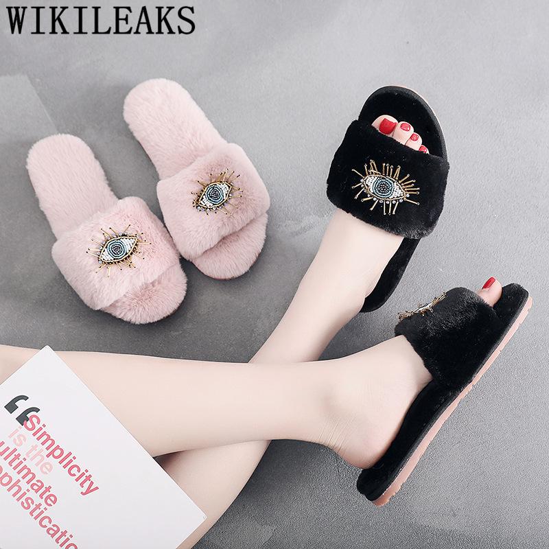 

Slippers Ladies Bedroom Winter Plush For Women Casual 2021 Fashion Flat Soft Womens Indoor Shoes Woman Size 42, Black