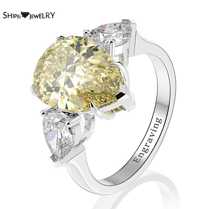 

Cluster Rings Shipei 100% 925 Sterling Silver Pear Cut Created Moissanite Wedding Engagement Fashion Ring For Women Anniversary Gifts, Golden;silver
