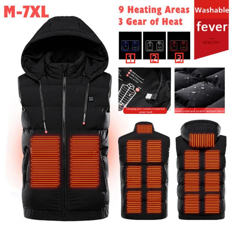 

Hunting Jackets Men Winter Smart Heating Vest USB Infrared 9-Zones Electric Women Outdoor Warmer Thermal Warm Cotton Jacket, Navy blue