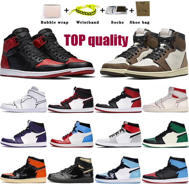 

Basketball Shoes High 1s High OGMid Chicago Royal Toe Dark Mocha Black Metallic Gold Pine Green Black UNC Patent Men Women Trainers Size 36-47 With Half