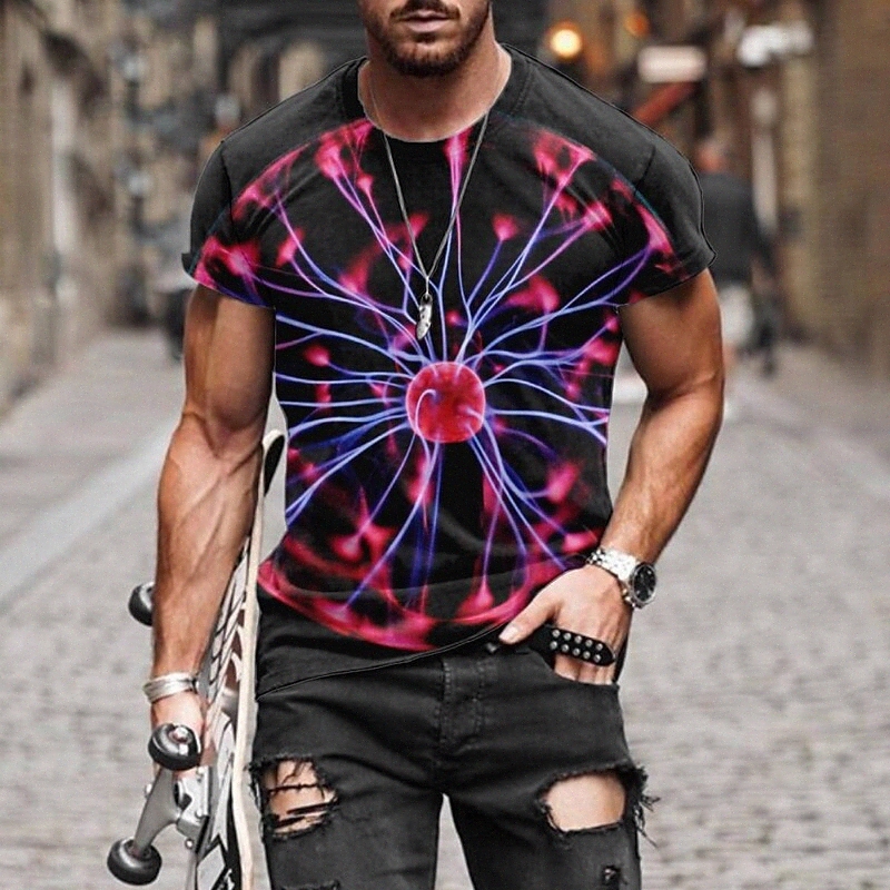 T-shirt Tee T-shirt 3D Imprimer graphique Cou rond Casual Daily 3D Imprimé à manches courtes Haut de la mode Cool Confortable Rouge 90J9 #