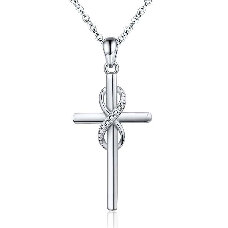 

Pendant Necklaces 925 Sterling Silver Cross Necklace Infinity Love Baptism Jewelry