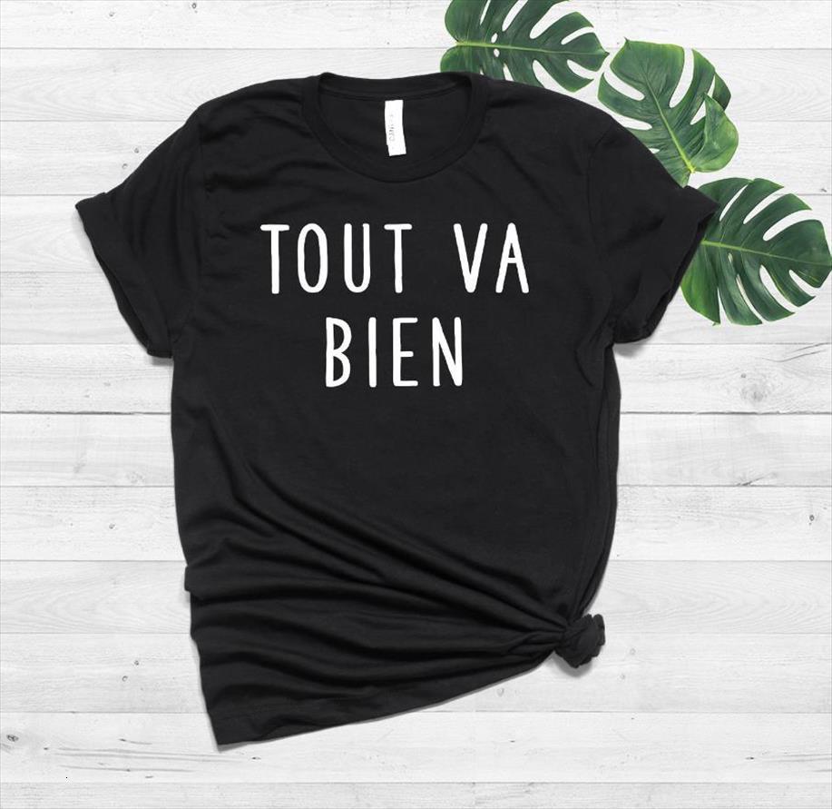 

tout va bien and mens t shirts women cotton womens casual funny for lady girl tee hipster drop ship, White;black
