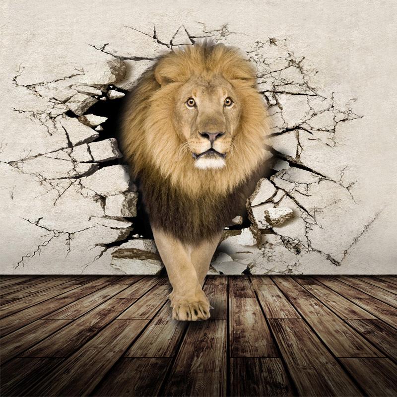 

Wallpapers Custom Any Size Wall Cloth 3D Stereo Animal Lion Broken Po Wallpaper For Kids Children's Bedroom Home Decor Mural Fresco, As pic