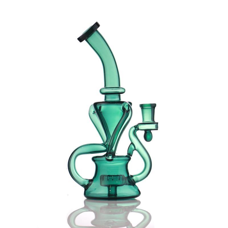 

9 inches Recycler Glass Bong Tornado Hookah Recyable Dab Rigs Smoking water pipe bongs Heady Pipes Size 14mm joint with bowl or quartz banger