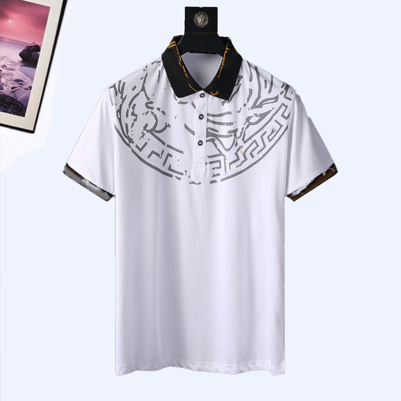 

Dropship Fashion Designer Men's Polos Shirts Men Short Sleeve T-shirt Original Single Lapel Shirt Jacket Sportswear Jogging Suit M-3XL #002, White;black