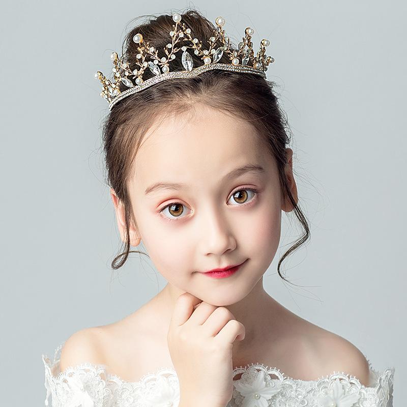 

Hair Clips & Barrettes TB022 Luxurious Flower Girl Headpiecce Golden Alloy Branch Pearl Crystal Rhinestone Prinece Tiara Wedding Perform Cos, Golden;silver